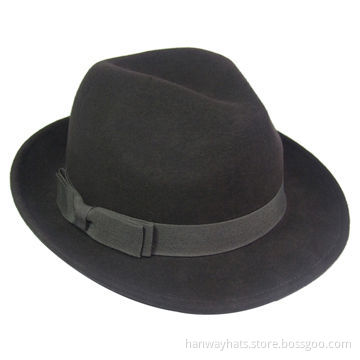 Fashionable Men's Felt Hat with GG Band and Now Trim